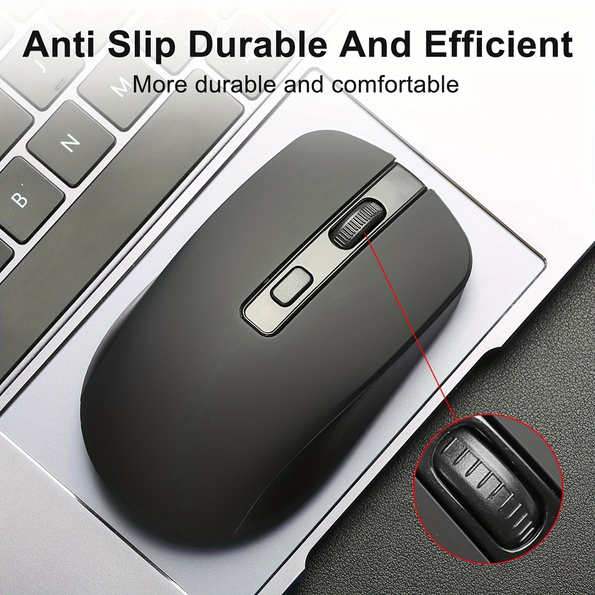   wireless mouse multi   2 4g 3g 4g 5g   anti slip   for   use optical precision portable for laptop desktop no battery included black plastic material details 2