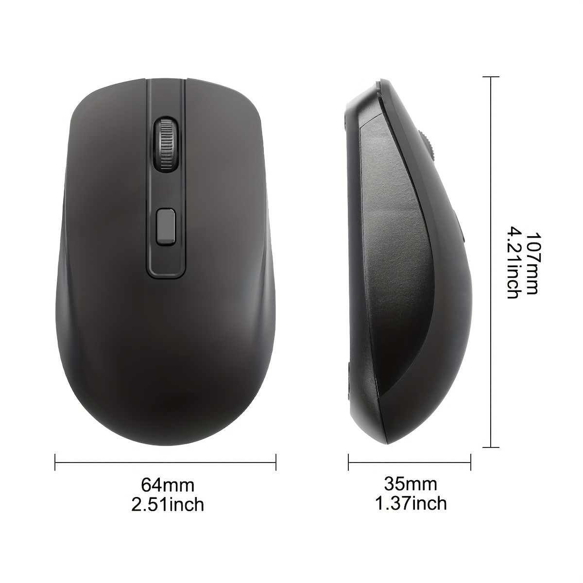   wireless mouse multi   2 4g 3g 4g 5g   anti slip   for   use optical precision portable for laptop desktop no battery included black plastic material details 4