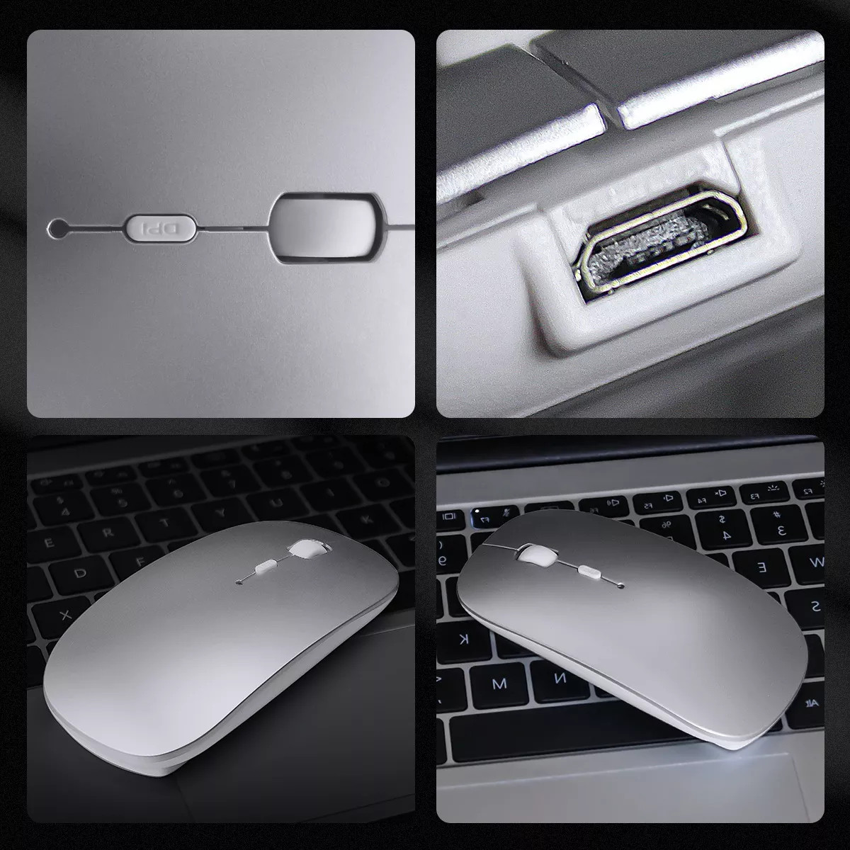 rechargeable wireless silent mouse 2 4g portable usb optical wireless computer mice for laptop without driver installation details 6