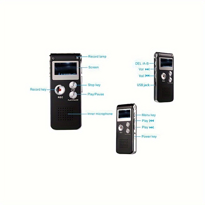 multifunctional rechargeable 8gb 650hr digital audio voice recorder mp3 player details 0