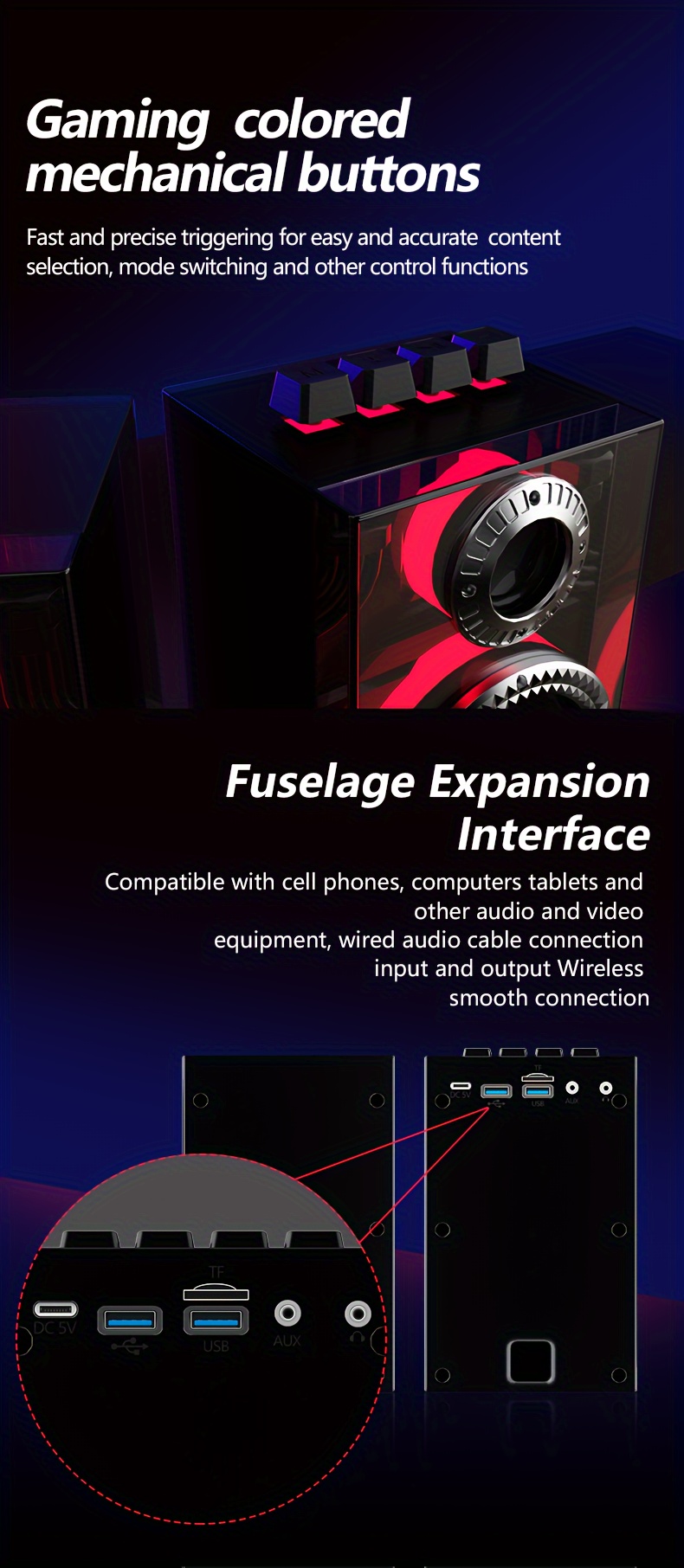 s3 speaker cool rgb lighting       powerful bass large capacity battery supports wired tf card aux and wireless   details 4