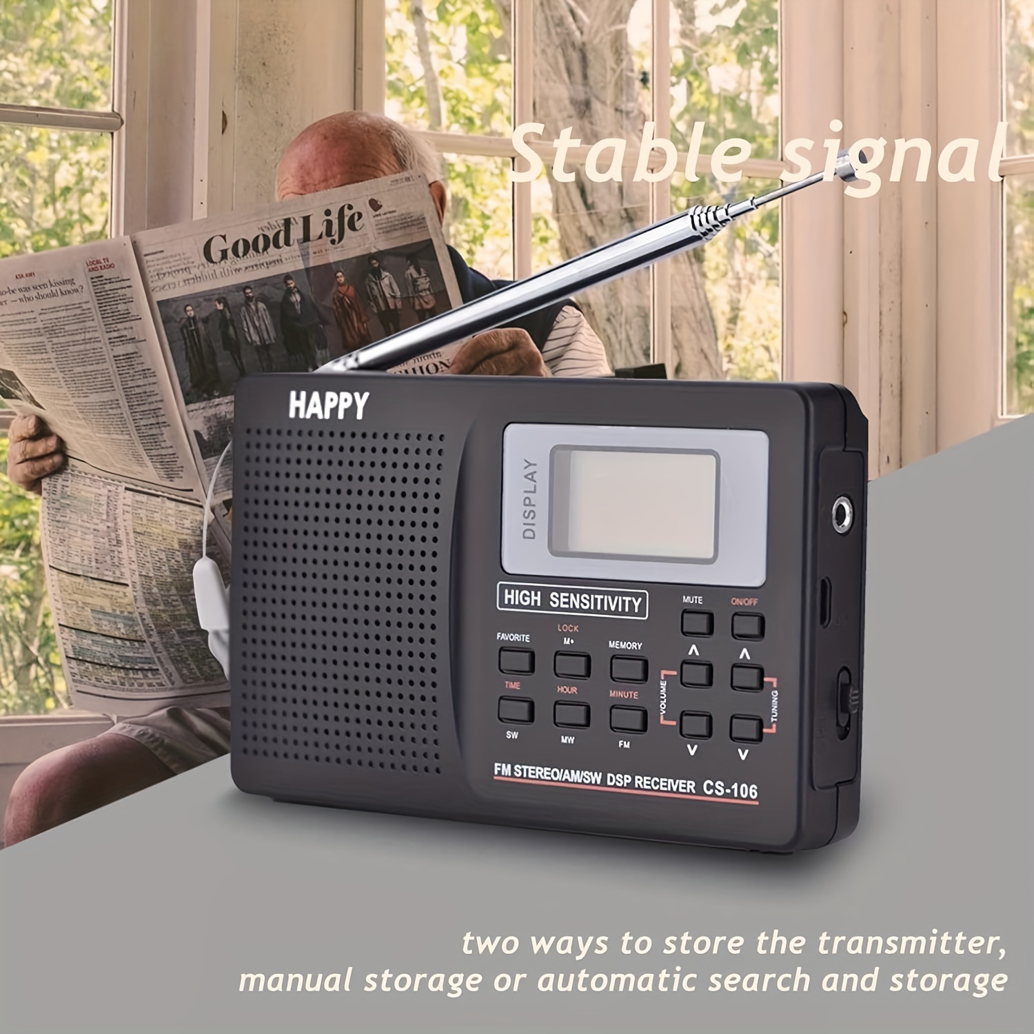 portable digital am fm stereo radio fm am sw   tuning full band radio receiver with alarm clock radio am fm portable radio sw petite with mute state frequency lock step value 10k details 2