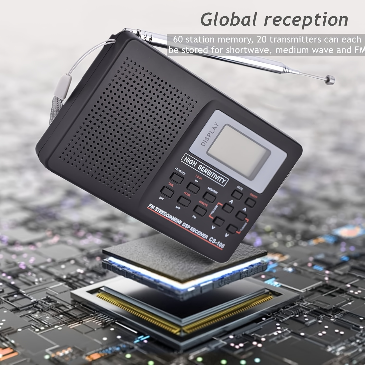 portable digital am fm stereo radio fm am sw   tuning full band radio receiver with alarm clock radio am fm portable radio sw petite with mute state frequency lock step value 10k details 4