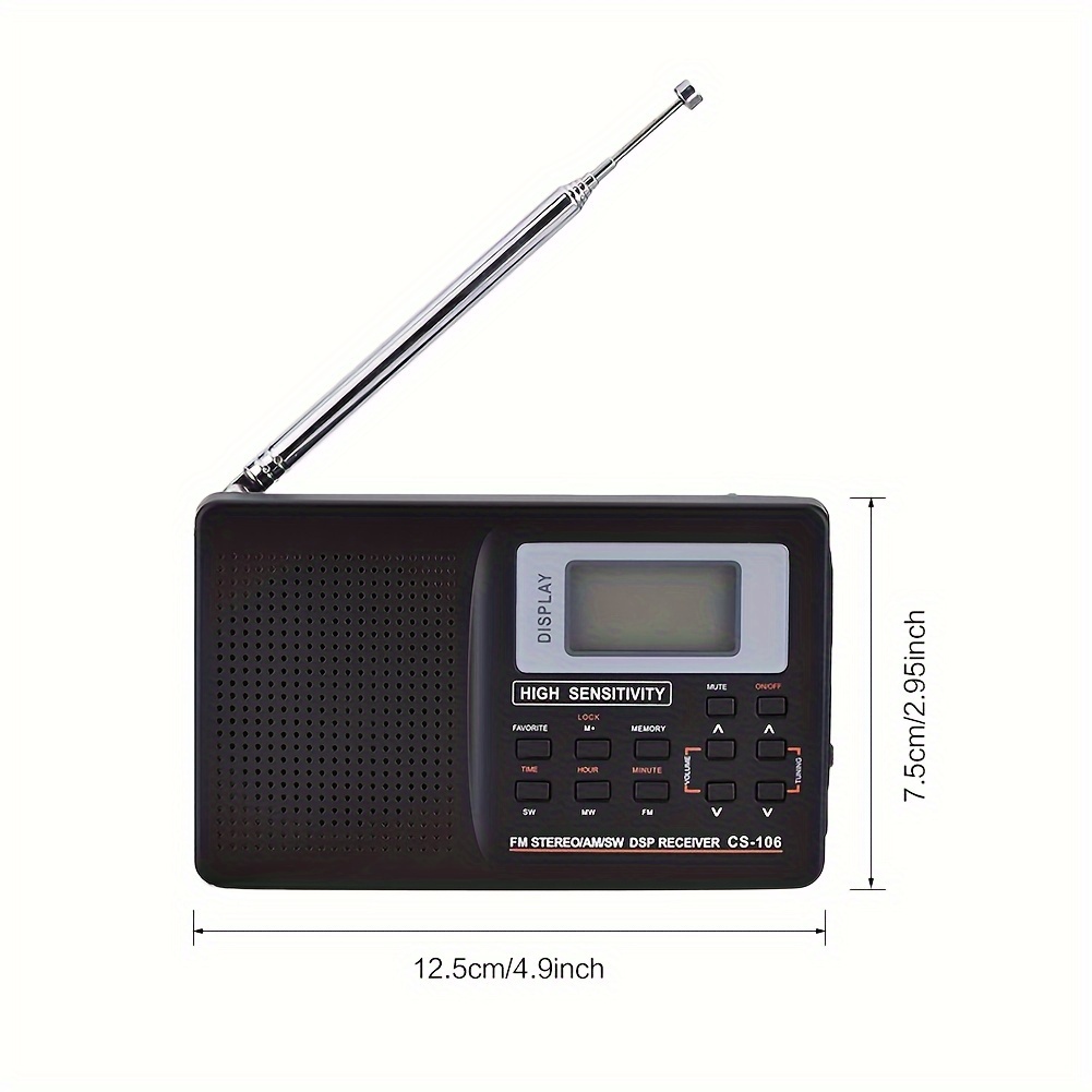 portable digital am fm stereo radio fm am sw   tuning full band radio receiver with alarm clock radio am fm portable radio sw petite with mute state frequency lock step value 10k details 6