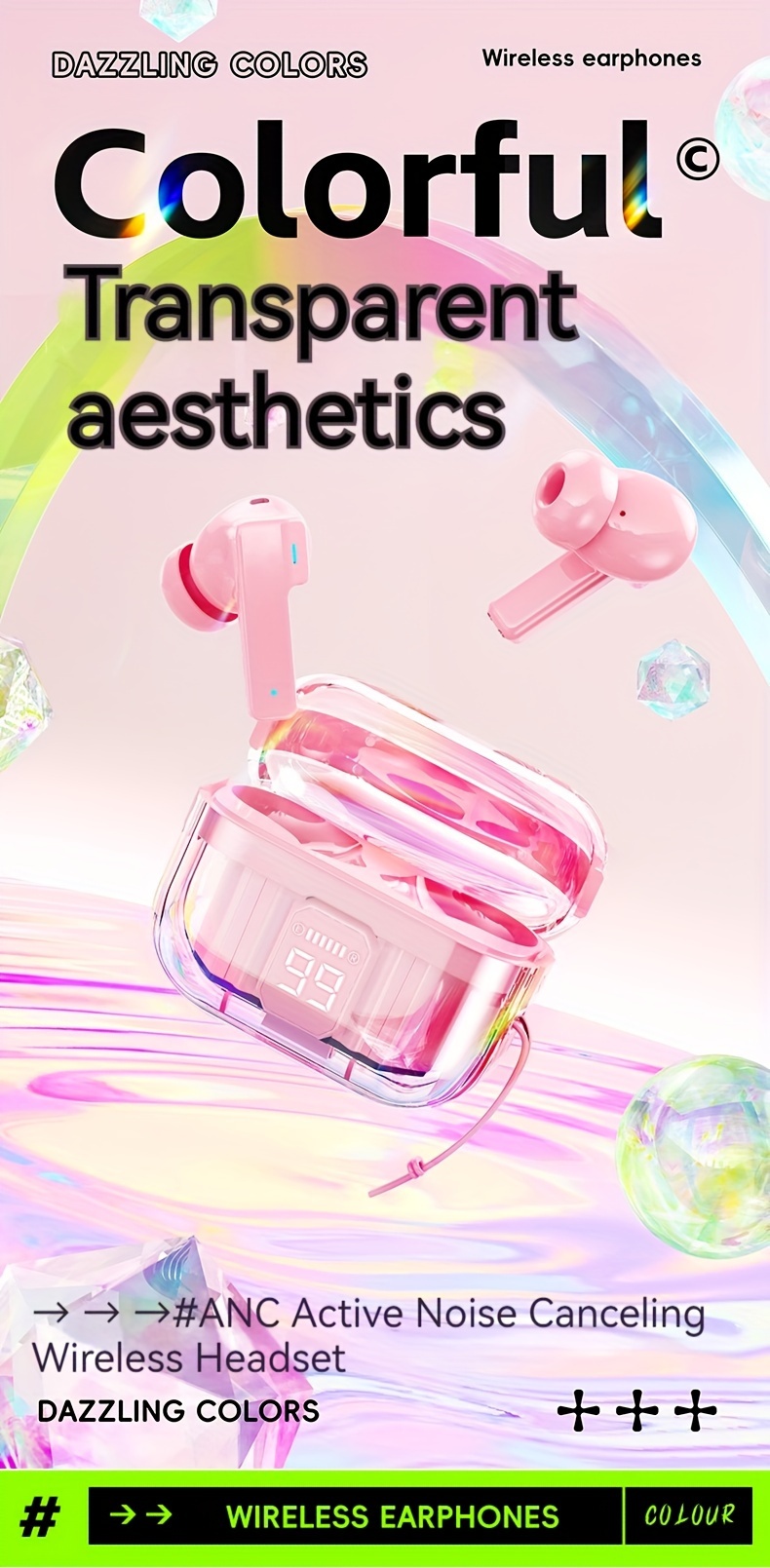 2024 new wireless earphones with long   noise cancellation and led display   size details 0