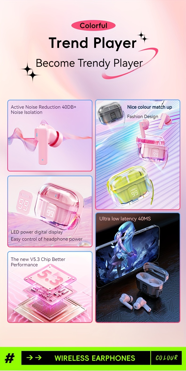 2024 new wireless earphones with long   noise cancellation and led display   size details 1