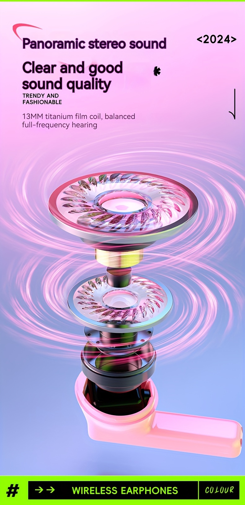 2024 new wireless earphones with long   noise cancellation and led display   size details 7