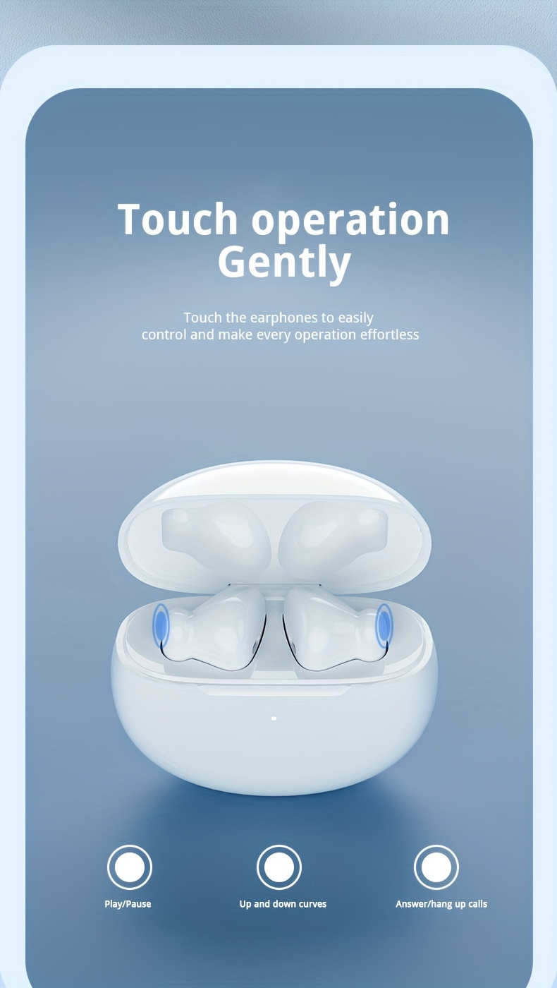 tws in ear wireless 5 2 headphones sports headset stereo mobile   stereo music and microphone touch low latency gaming earphones earbuds with charging case   for android ios system white details 7