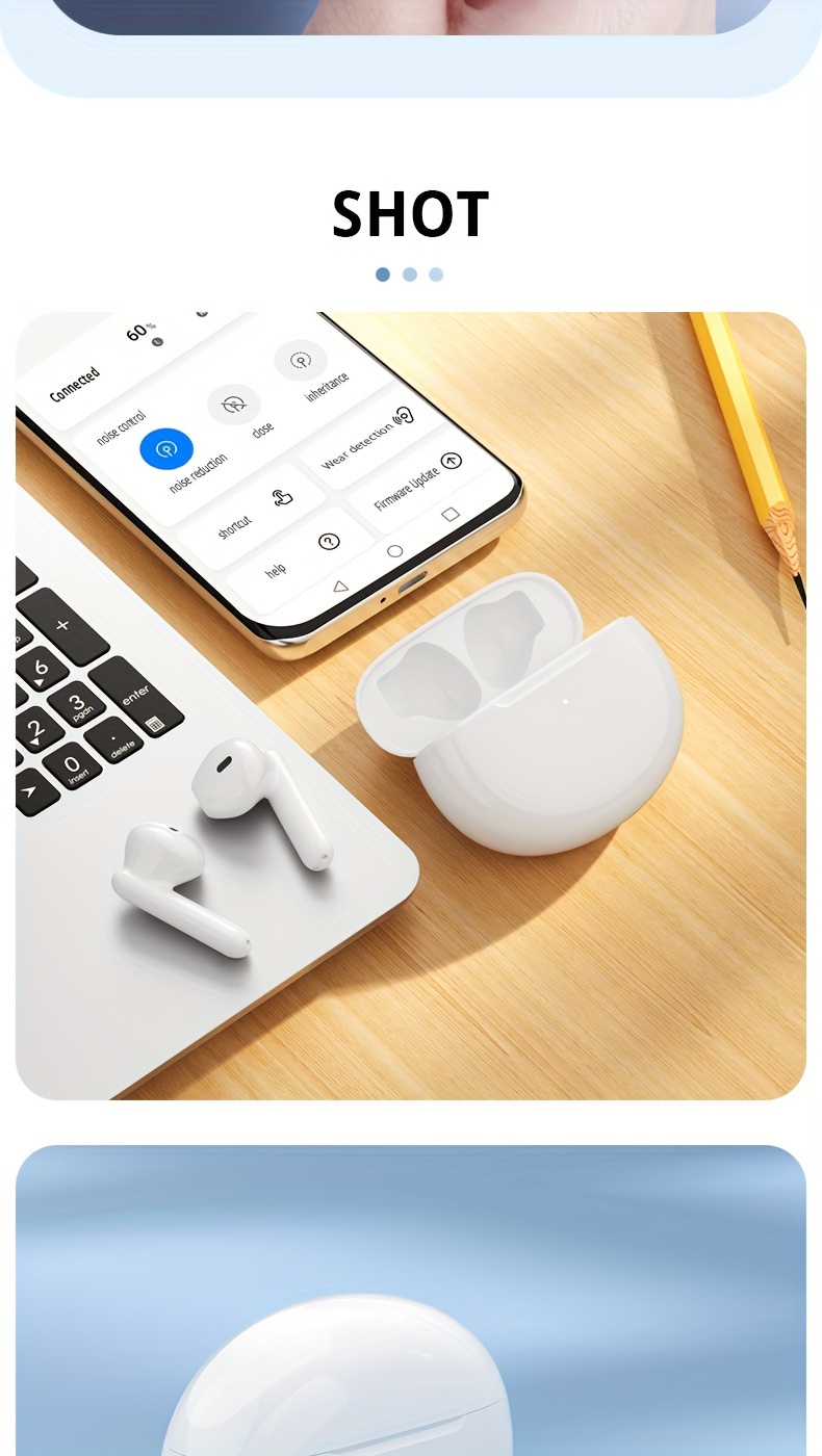 tws in ear wireless 5 2 headphones sports headset stereo mobile   stereo music and microphone touch low latency gaming earphones earbuds with charging case   for android ios system white details 13