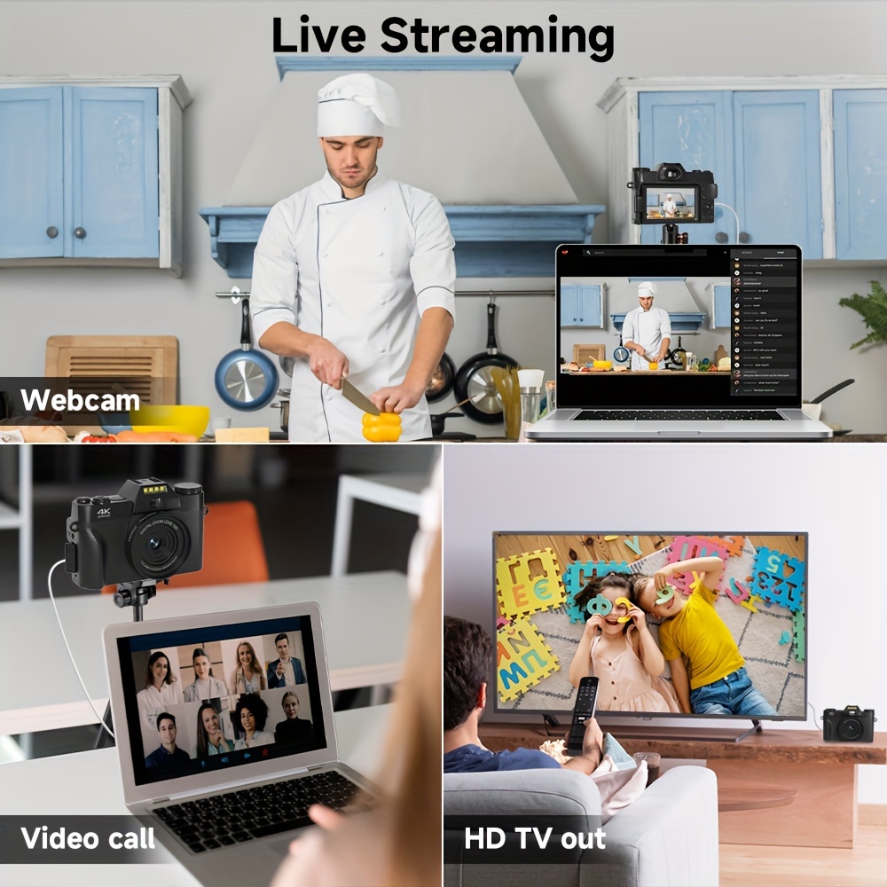 48mp 4k digital camera capture 4k videos photos with hybrid 3 inch 180 flip screen anti 16 built wifi app control macro lens 64gb tf card included plus 2 batteries compact vlogging camera for photography and enthusiasts details 5