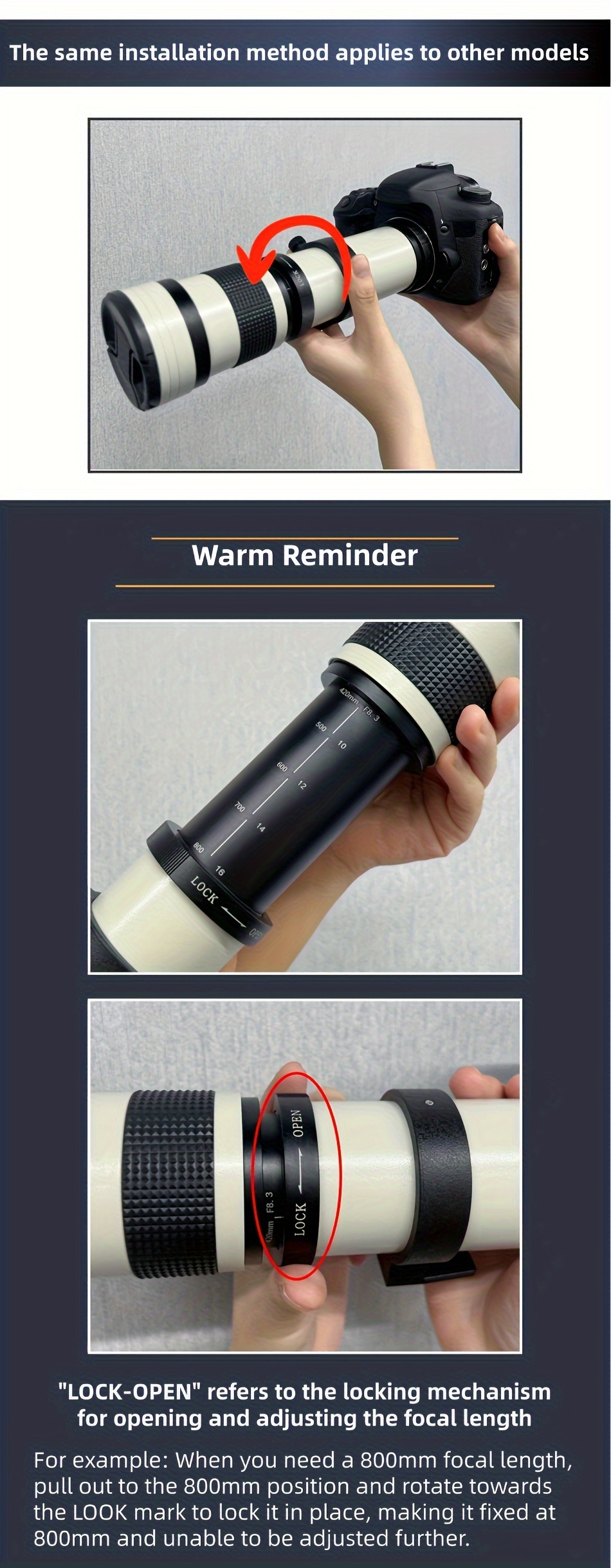 professional manual   lens 420 800mm f 8   with   ideal for     cameras   wildlife photography details 4