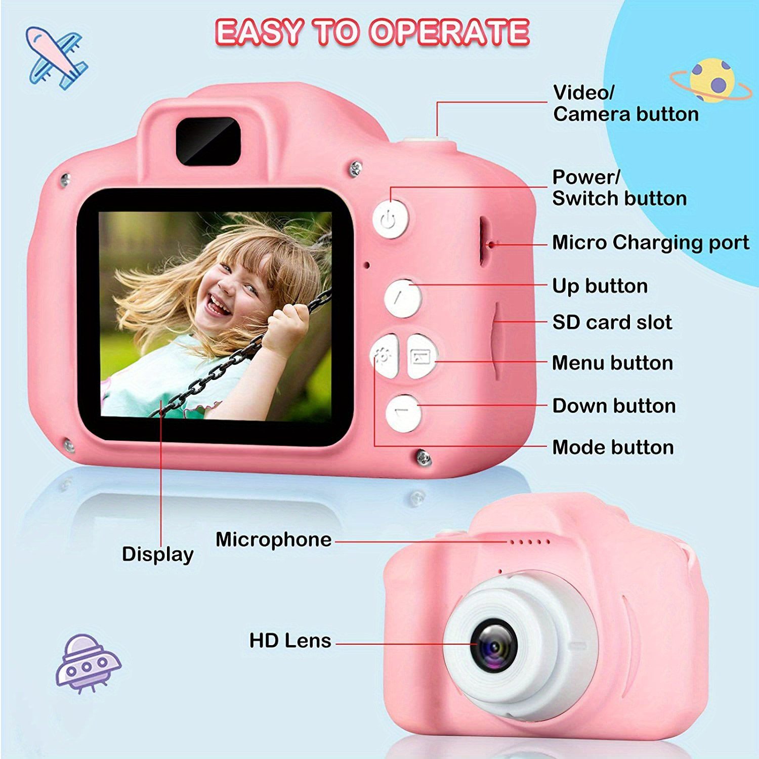 girls   camera toy christmas birthday gift   camera mini toy camera with 2 inch screen with 32gb card details 3